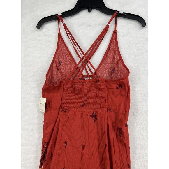 Free People Get To You Floral Maxi Slip Dress In Scarlet Combo - Picture 7 of 10